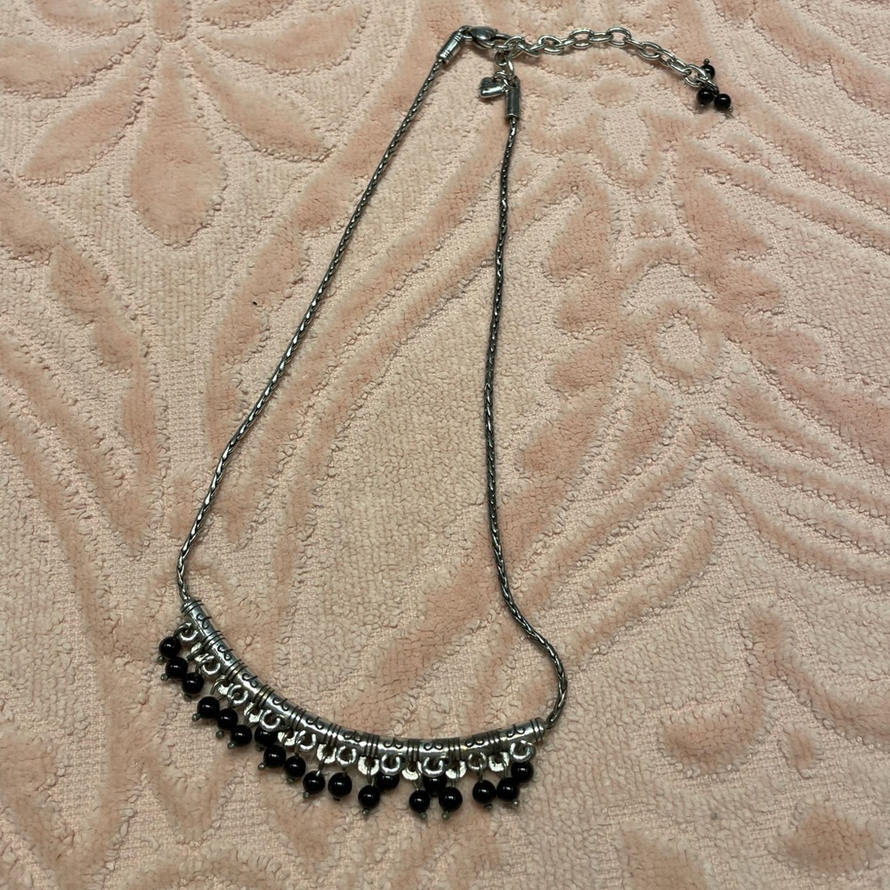 Brighton Figaro Silver with Black Glass Beads Dangle Necklace